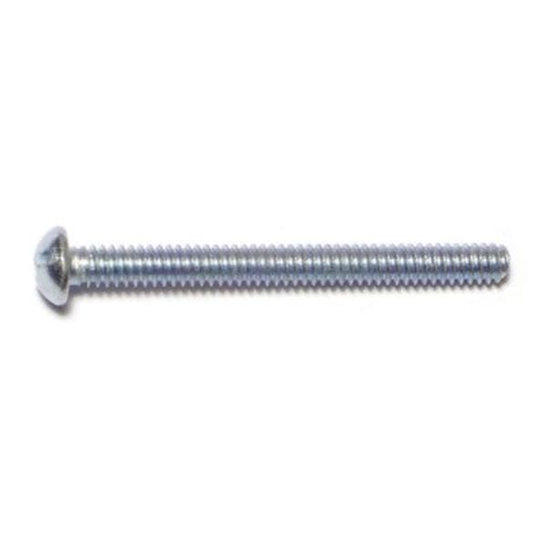 #10-24 x 2" Zinc Plated Steel Coarse Thread Slotted Round Head Machine Screws
