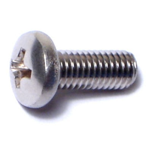 #10-32 x 1/2" 18-8 Stainless Steel Fine Thread Phillips Pan Head Machine Screws