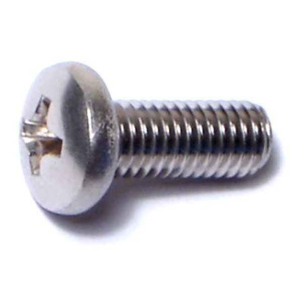 #10-32 x 1/2" 18-8 Stainless Steel Fine Thread Phillips Pan Head Machine Screws