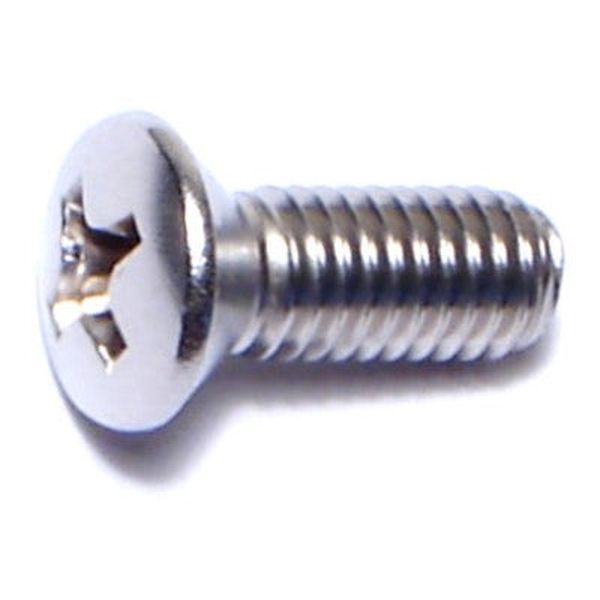 #10-32 x 1/2" 18-8 Stainless Steel Fine Thread Phillips Oval Head Machine Screws