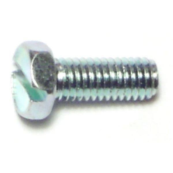 #10-32 x 1/2" Zinc Plated Steel Fine Thread Slotted Indented Hex Head Machine Screws