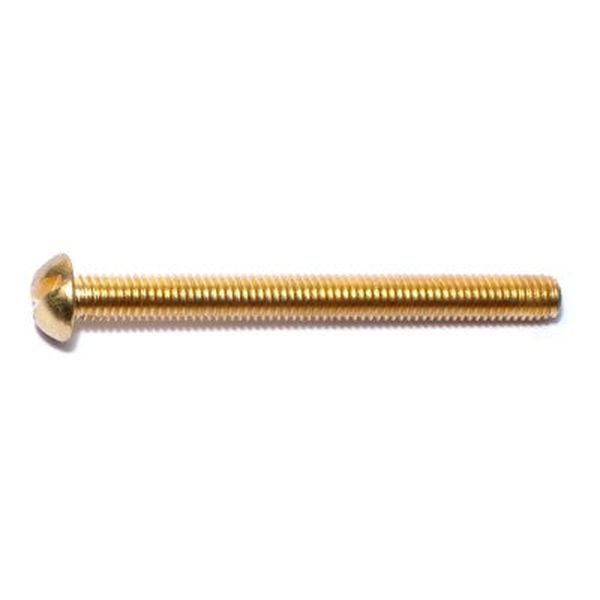 #10-32 x 2" Brass Fine Thread Slotted Round Head Machine Screws