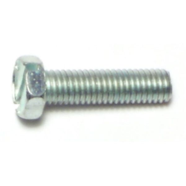 #10-32 x 3/4" Zinc Plated Steel Fine Thread Slotted Indented Hex Head Machine Screws