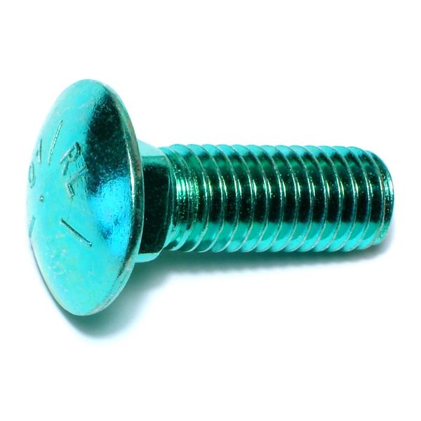 1/2"-13 x 1-1/2" Green Rinsed Zinc Plated Grade 5 Steel Coarse Thread Carriage Bolts