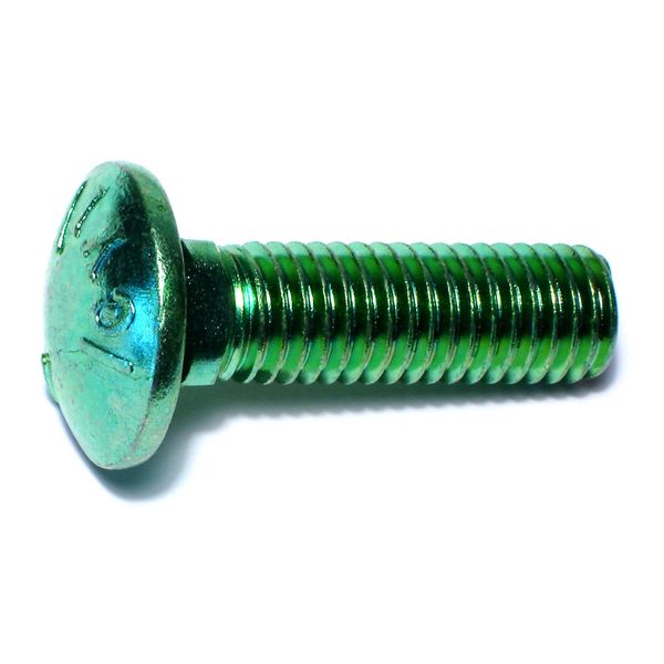 1/2"-13 x 1-3/4" Green Rinsed Zinc Plated Grade 5 Steel Coarse Thread Carriage Bolts