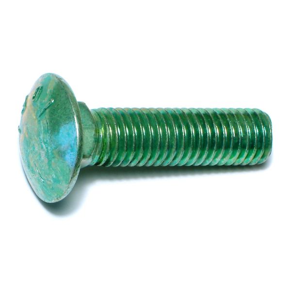 1/2"-13 x 2" Green Rinsed Zinc Plated Grade 5 Steel Coarse Thread Carriage Bolts