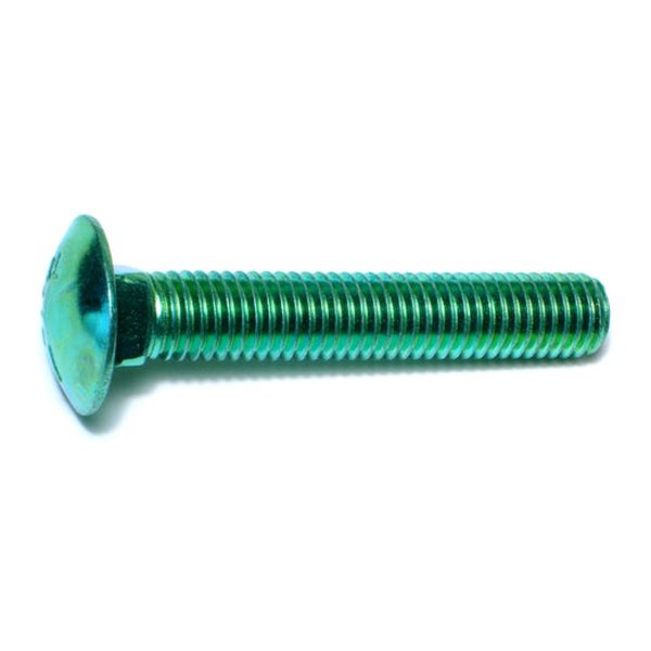 1/2"-13 x 3" Green Rinsed Zinc Plated Grade 5 Steel Coarse Thread Carriage Bolts