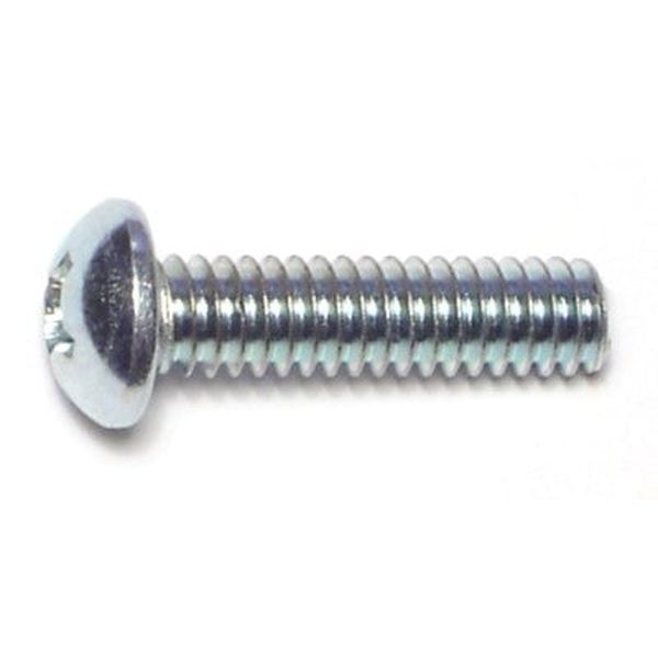 1/4"-20 x 1" Zinc Plated Steel Coarse Thread Phillips Round Head Machine Screws