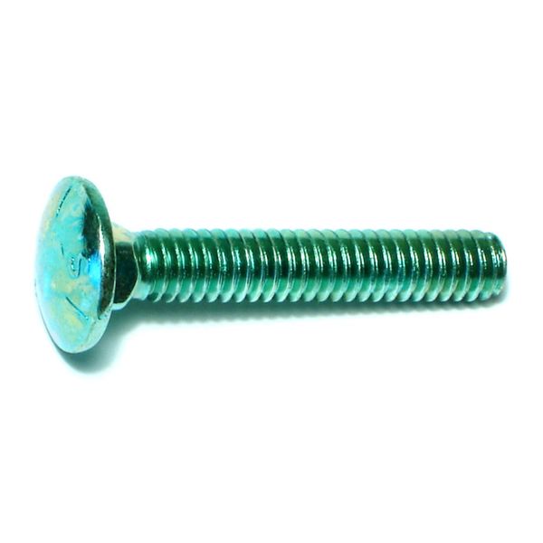 1/4"-20 x 1-1/2" Green Rinsed Zinc Plated Grade 5 Steel Coarse Thread Carriage Bolts