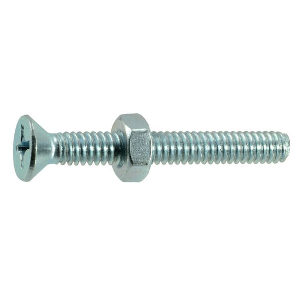 1/4"-20 x 2" Zinc Plated Steel Coarse Thread Phillips Flat Head Machine Screws