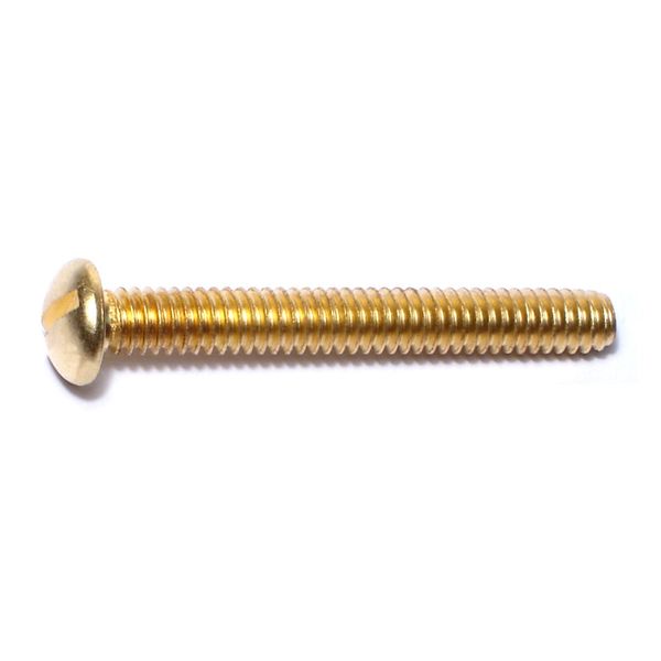 1/4"-20 x 2" Brass Coarse Thread Slotted Round Head Machine Screws