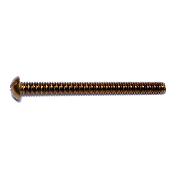 1/4"-20 x 3" Brass Coarse Thread Slotted Round Head Machine Screws