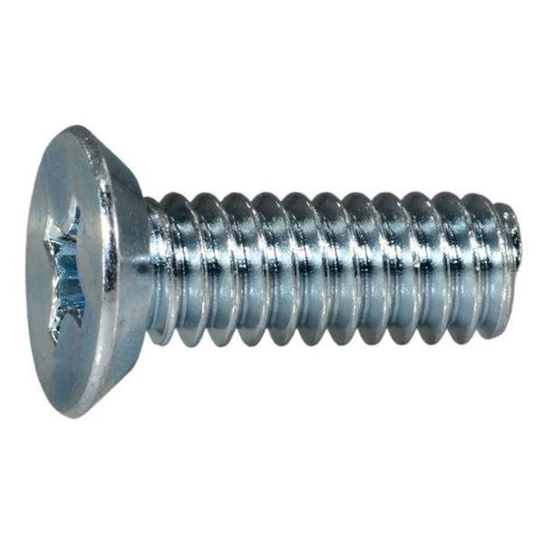 1/4"-20 x 3/4" Zinc Plated Steel Coarse Thread Phillips Flat Undercut Head Machine Screws