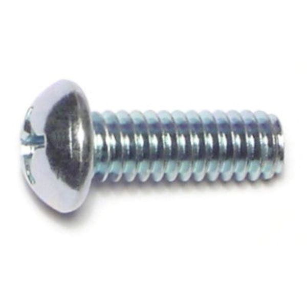 1/4"-20 x 3/4" Zinc Plated Steel Coarse Thread Phillips Round Head Machine Screws