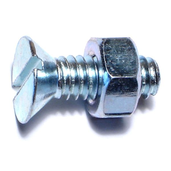 1/4"-20 x 3/4" Zinc Plated Steel Coarse Thread Slotted Flat Head Machine Screws