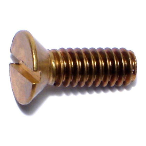 1/4"-20 x 3/4" Brass Coarse Thread Slotted Flat Head Machine Screws