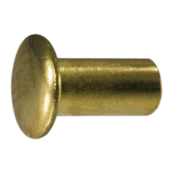 1/8" x 0.21" x 1/4" Brass Plated Steel Oval Head Tubular Rivets