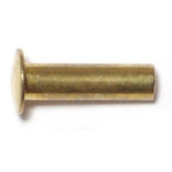 1/8" x 7/16" Brass Plated Steel Tubular Rivets