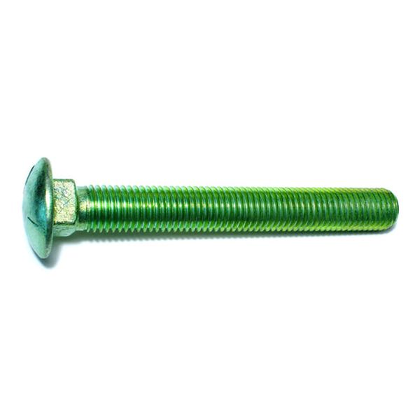 3/4"-10 x 6" Green Rinsed Zinc Plated Grade 5 Steel Coarse Thread Carriage Bolts