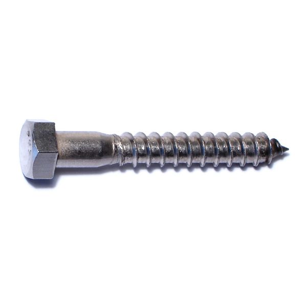 3/8" x 2-1/2" 18-8 Stainless Steel Hex Head Lag Screws