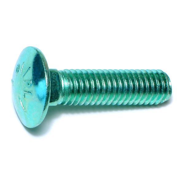3/8"-16 x 1-1/2" Green Rinsed Zinc Plated Grade 5 Steel Coarse Thread Carriage Bolts