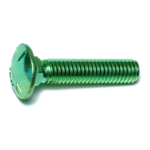3/8"-16 x 1-3/4" Green Rinsed Zinc Plated Grade 5 Steel Coarse Thread Carriage Bolts