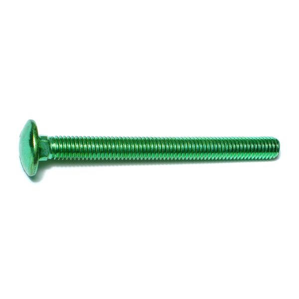 3/8"-16 x 4" Green Rinsed Zinc Plated Grade 5 Steel Coarse Thread Carriage Bolts