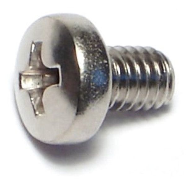 4mm-0.7 x 6mm A2 Stainless Steel Coarse Thread Phillips Pan Head Machine Screws