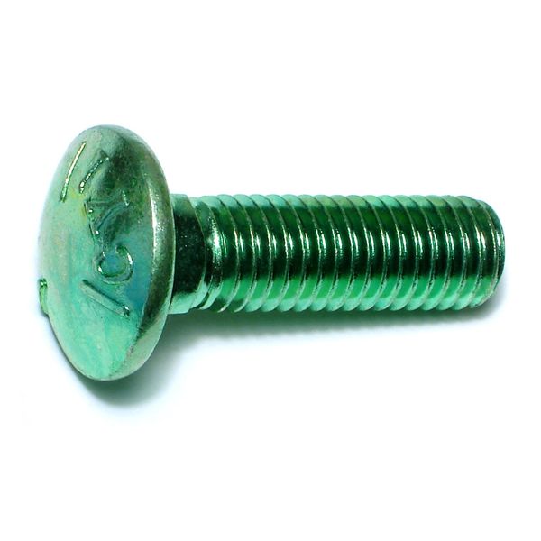 5/16"-18 x 1-1/2" Green Rinsed Zinc Plated Grade 5 Steel Coarse Thread Carriage Bolts
