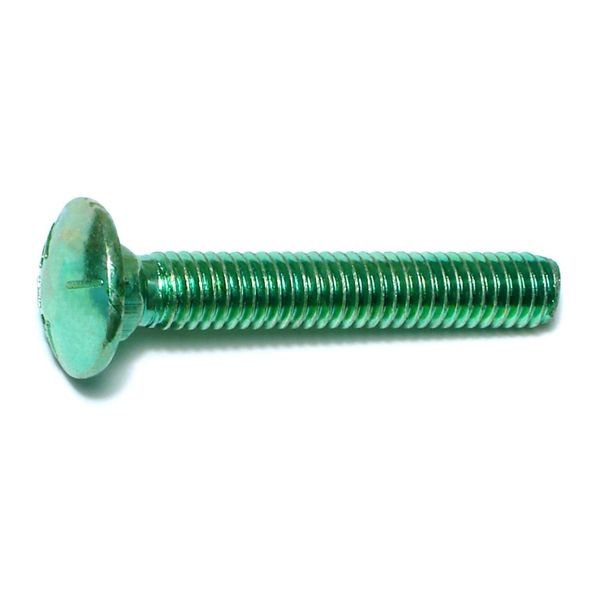 5/16"-18 x 2" Green Rinsed Zinc Plated Grade 5 Steel Coarse Thread Carriage Bolts