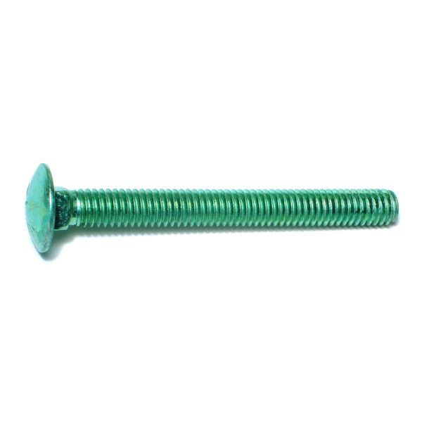 5/16"-18 x 3" Green Rinsed Zinc Plated Grade 5 Steel Coarse Thread Carriage Bolts