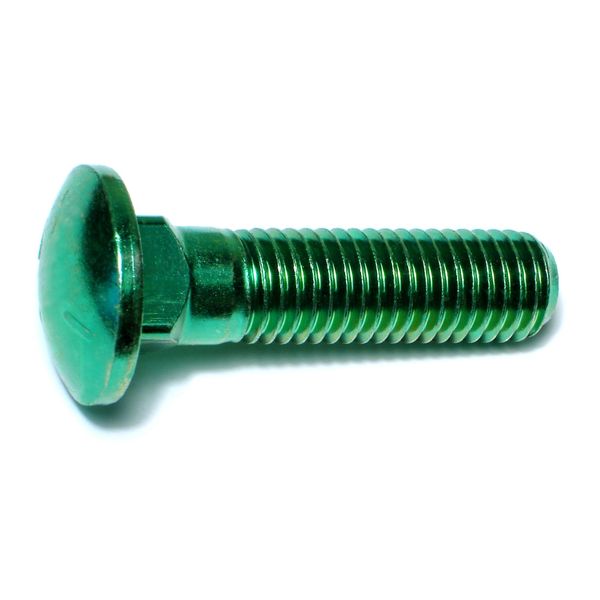 5/8"-11 x 2-1/2" Green Rinsed Zinc Plated Grade 5 Steel Coarse Thread Carriage Bolts