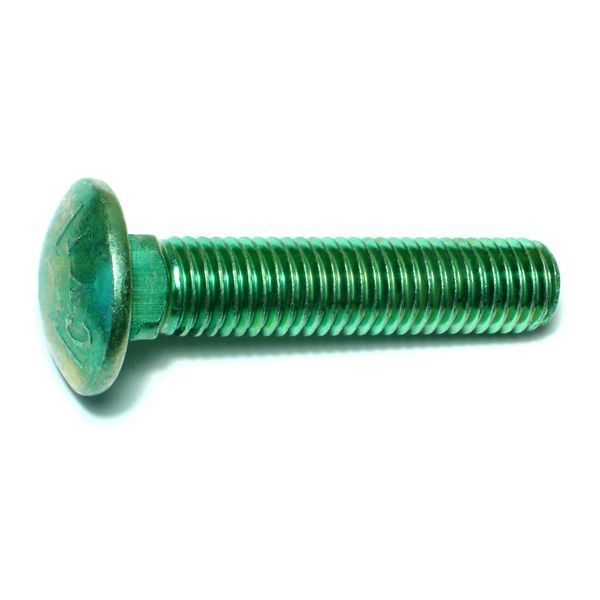 5/8"-11 x 3" Green Rinsed Zinc Plated Grade 5 Steel Coarse Thread Carriage Bolts