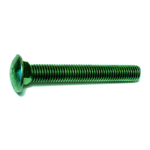 5/8"-11 x 4-1/2" Green Rinsed Zinc Plated Grade 5 Steel Coarse Thread Carriage Bolts