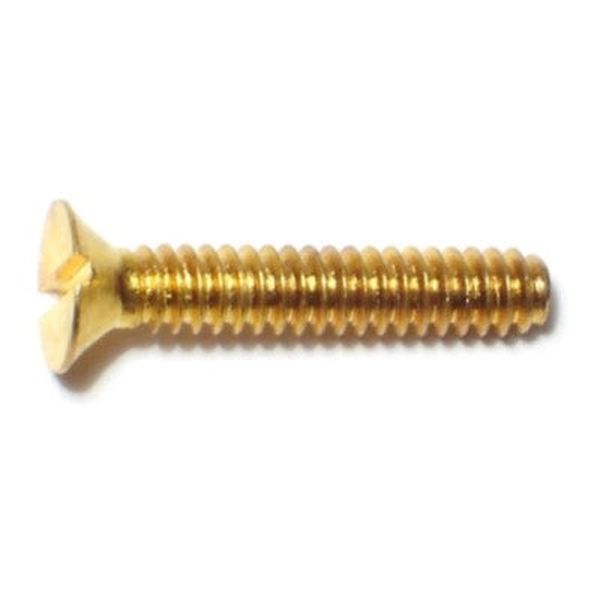#6-32 x 1" Brass Coarse Thread Slotted Flat Head Machine Screws