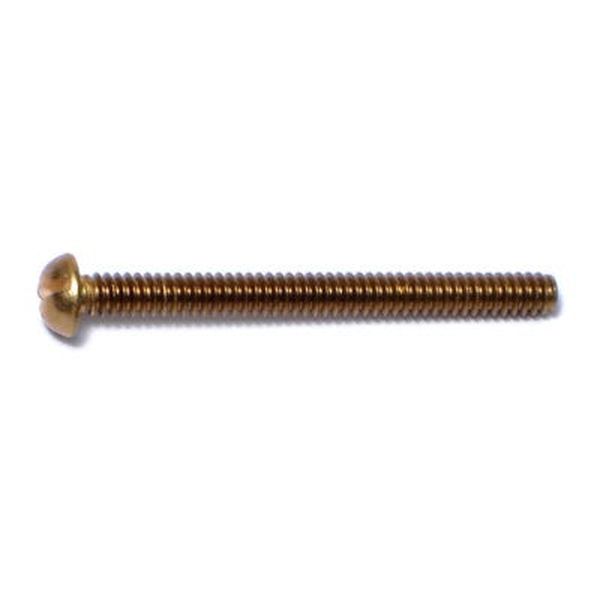 #6-32 x 1-1/2" Brass Coarse Thread Slotted Round Head Machine Screws