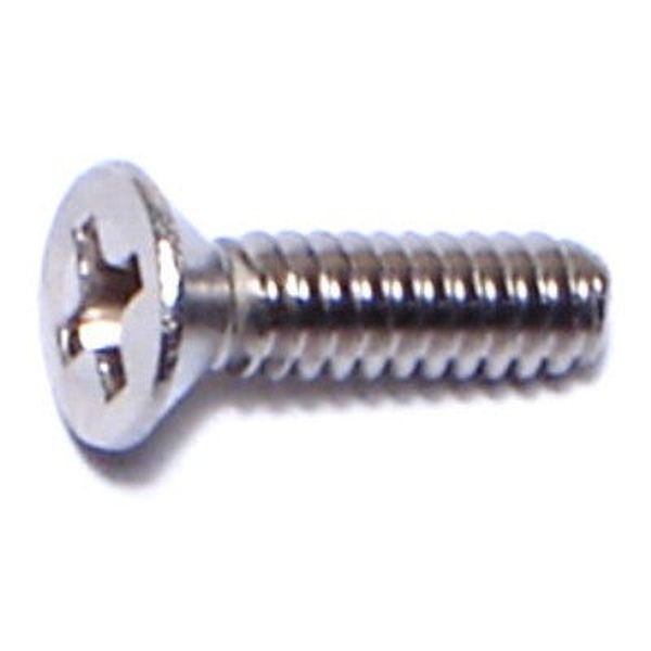 #6-32 x 1/2" 18-8 Stainless Steel Coarse Thread Phillips Flat Head Machine Screws