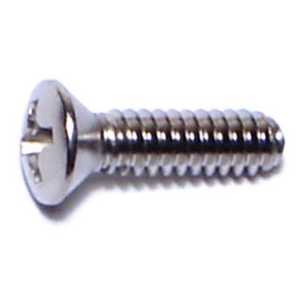 #6-32 x 1/2" 18-8 Stainless Steel Coarse Thread Phillips Oval Head Machine Screws