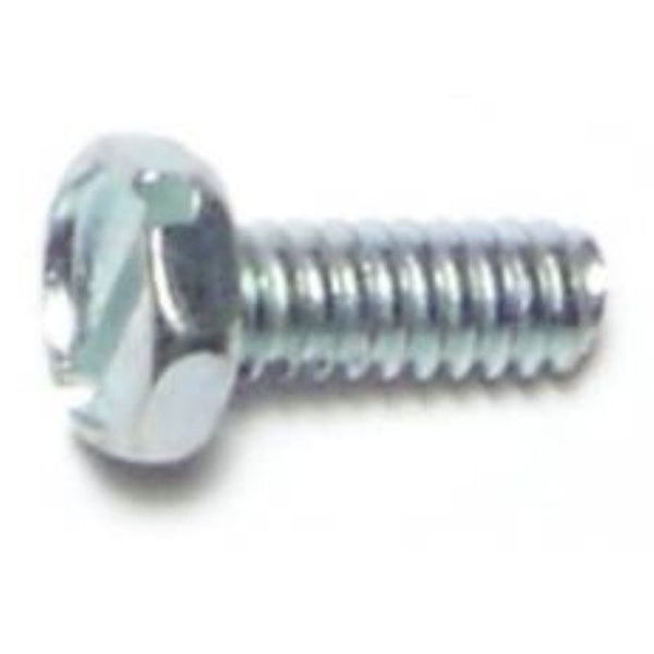 #6-32 x 3/8" Zinc Plated Steel Coarse Thread Slotted Indented Hex Head Machine Screws