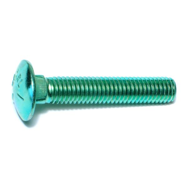 7/16"-14 x 2-1/2" Green Rinsed Zinc Plated Grade 5 Steel Coarse Thread Carriage Bolts