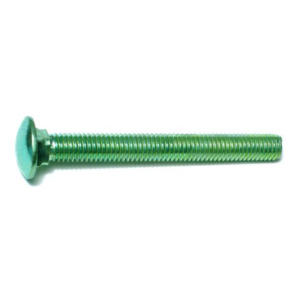 7/16"-14 x 4" Green Rinsed Zinc Plated Grade 5 Steel Coarse Thread Carriage Bolts