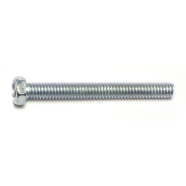 #8-32 x 1-1/2" Zinc Plated Steel Coarse Thread Slotted Indented Hex Head Machine Screws