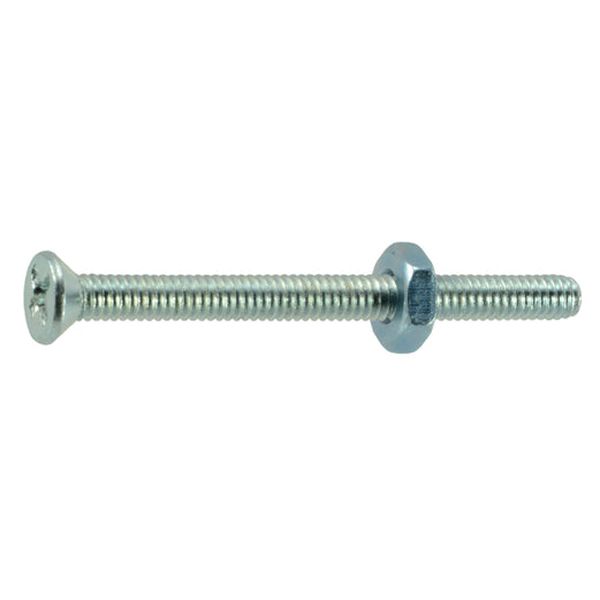 #8-32 x 2" Zinc Plated Steel Coarse Thread Phillips Flat Head Machine Screws