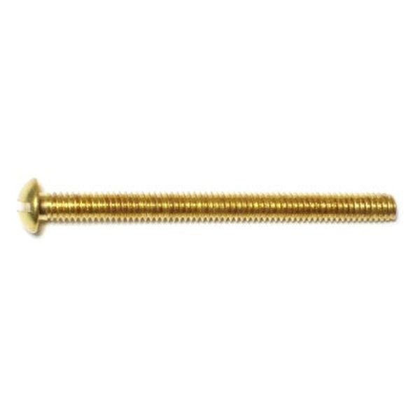 #8-32 x 2" Brass Coarse Thread Slotted Round Head Machine Screws