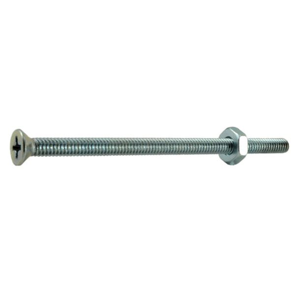 #8-32 x 3" Zinc Plated Steel Coarse Thread Phillips Flat Head Machine Screws