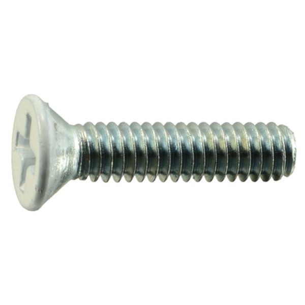 #8-32 x 3/4" White Painted Head Zinc Plated Steel Coarse Thread Phillips Flat Head Machine Screws