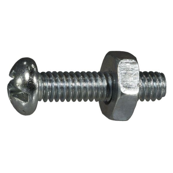 #8-32 x 3/4" Zinc Plated Steel Coarse Thread Combo Round Head Machine Screws