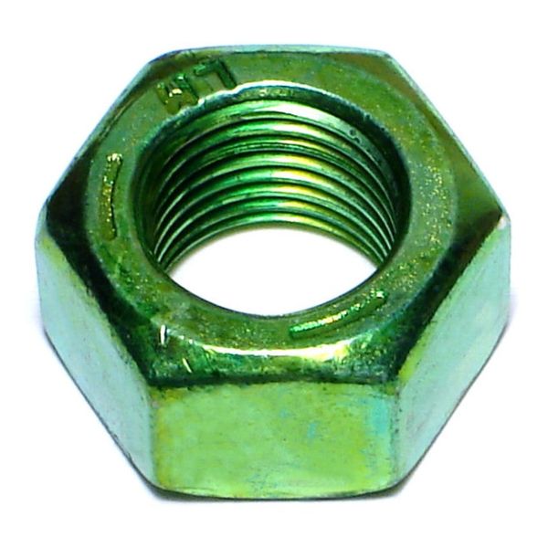 9/16"-18 Green Rinsed Zinc Plated Grade 5 Steel Fine Thread Hex Nuts